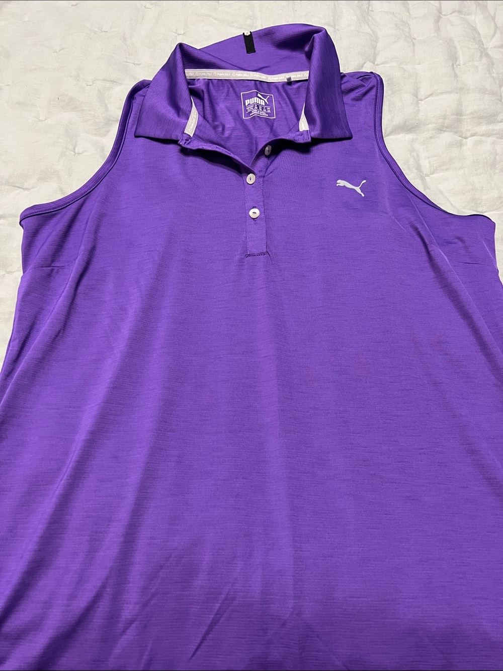 Puma Sleeveless Polo Tank in Vivid Purple with White Logo